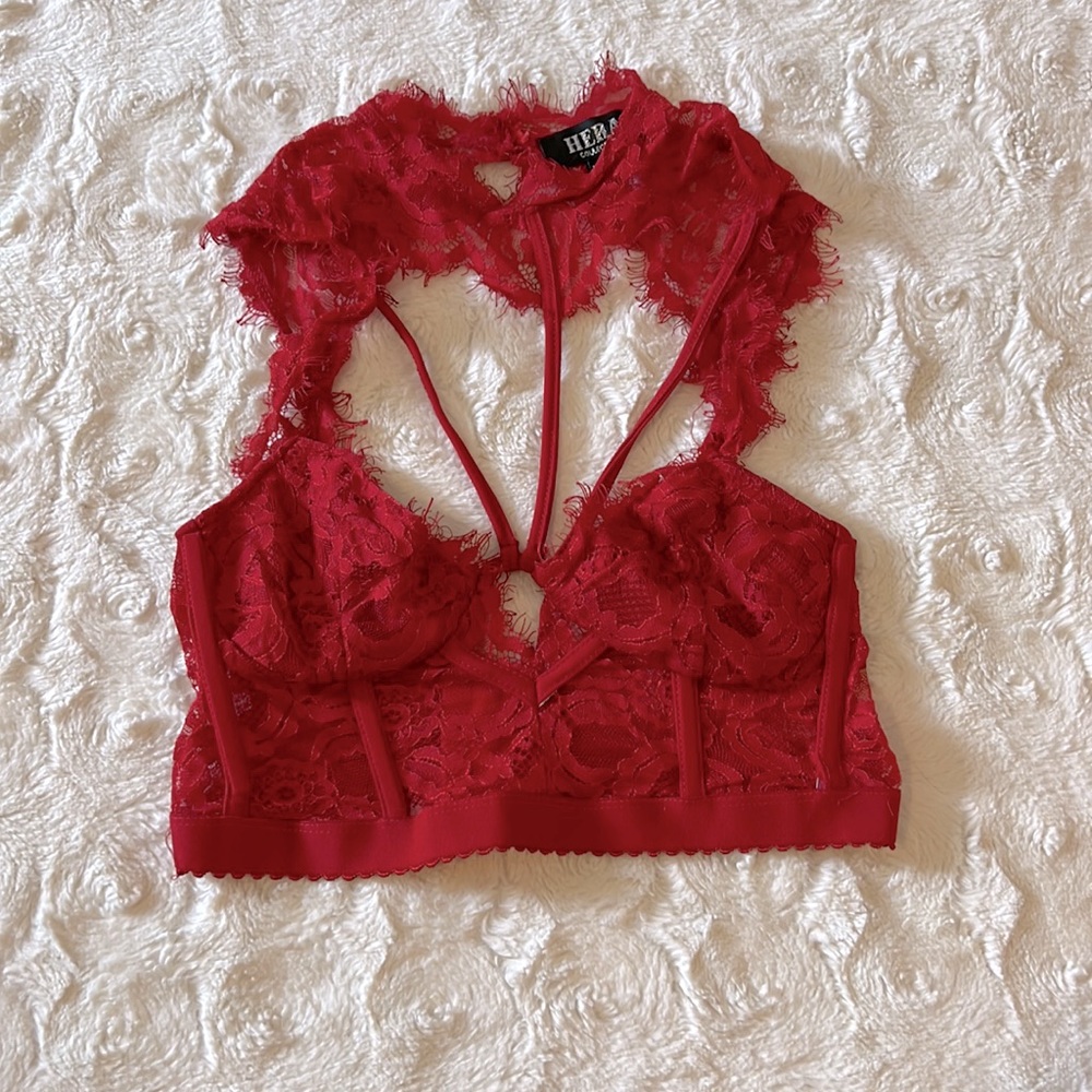 Red Lace Crop Top